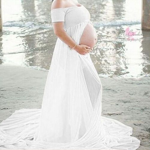 Alterfur S-Robe De Grossesse En Mousseline De Soie Pour Femme Enceinte,Tenue Maxi Pour Séance Photo,Accessoire De Photographie