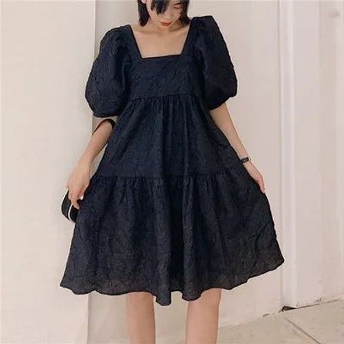 Robe Fantôme De Style Français Pour Femme Enceinte,Col Carré,Manches Bouffantes,Taille Haute,Amincissante,Ajustée,Nouvelle Printemps Été 2024