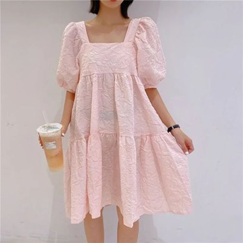 Robe Fantôme De Style Français Pour Femme Enceinte,Col Carré,Manches Bouffantes,Taille Haute,Amincissante,Ajustée,Nouvelle Printemps Été 2024