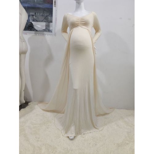 Robe De Maternité Sexy En Coton,Tenue De Maternité Maxi Fendue Sur Le Devant,Pour Séance Photo,Accessoires De Photographie