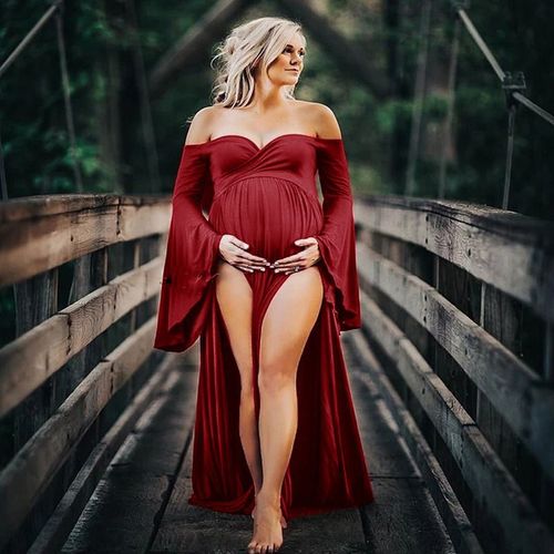 Robe De Grossesse Sexy Sans Épaules Pour Femme Enceinte,Tenue Maxi Pour Séance Photo