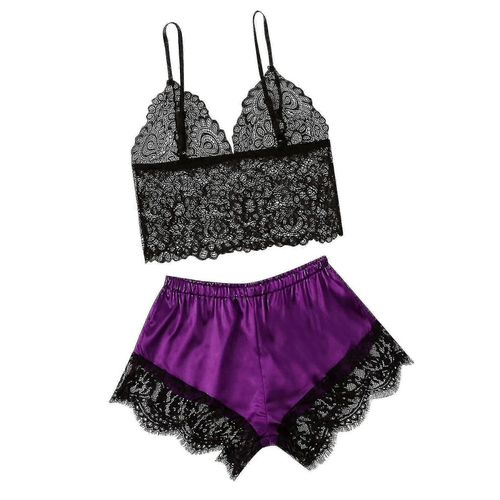 Femmes Nouvelle Mode Sexy Dentelle Lingerie Soie Sous-Vêtements Sleepwear Pyjama Satin