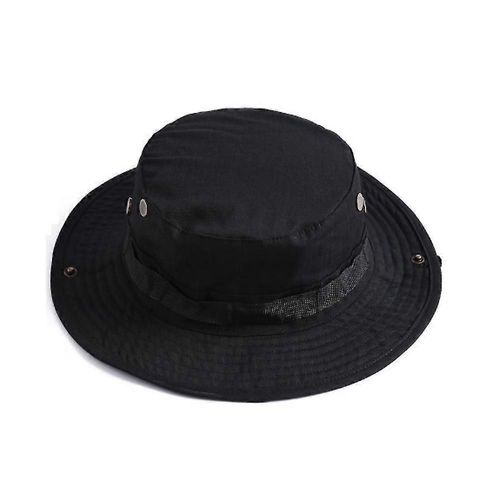 Boonie Bucket Hats Pêche En Plein Air Chasse Large Brim Mesh Noir Camping Sun Cap 57-61cm