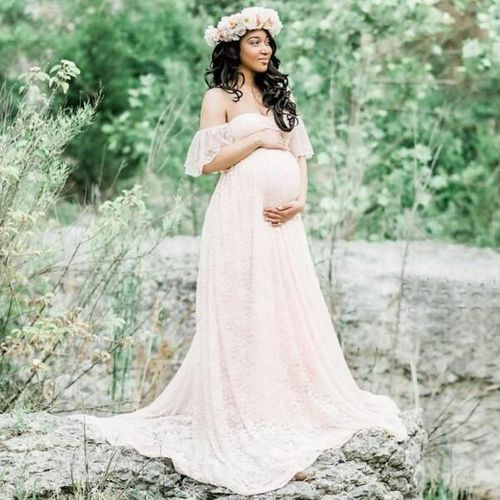 Robe De Mariée D'été En Dentelle Pour Femme Enceinte,Vêtement Éducatif Pour Séance Photo,Ixformelle