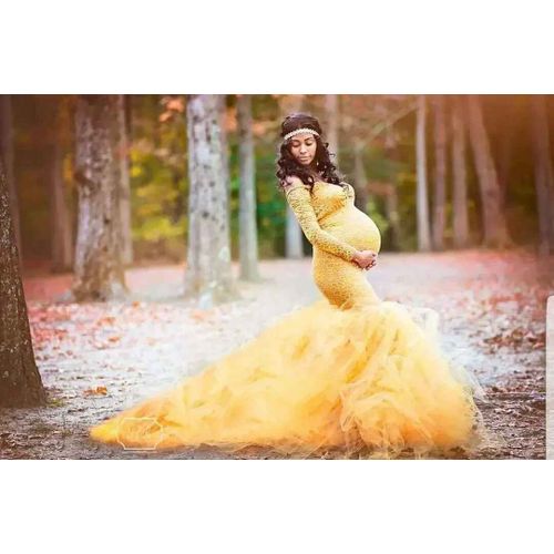 Tenue De Tir De Grossesse En Dentelle Pour Femme,Tenue De Séance Photo À Manches Sulf,Coutures Au Cou,Maille,Jupe Arrière,Robes Alters