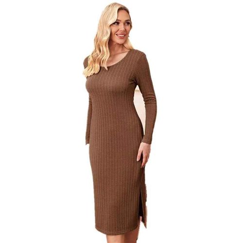 Robe Moulante À Manches Longues Pour Femmes Enceintes,Ourlet Latéral De Lit En Tricot Adt,Robe Pour Femmes Enceintes,Automne Et Hiver