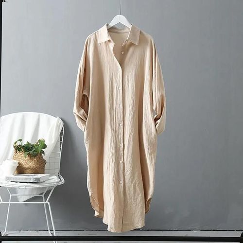 Robe Chemise Longue Blanche Pour Femme,Lin,Coton,Vêtements Coréens Décontractés,Robe Midi Vintage,Printemps,Été,2024