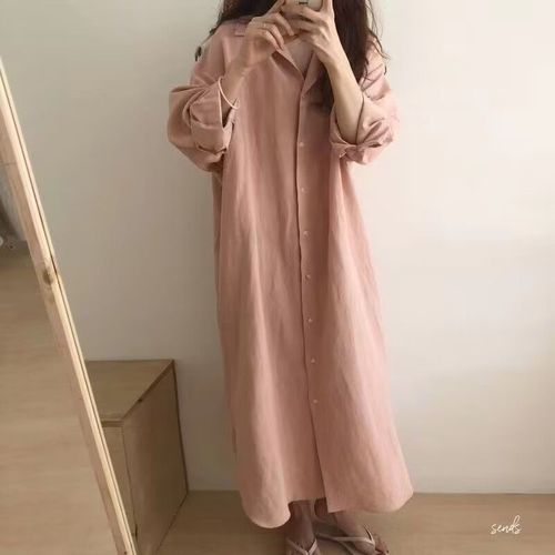 Robe Chemise Longue Blanche Pour Femme,Lin,Coton,Vêtements Coréens Décontractés,Robe Midi Vintage,Printemps,Été,2024