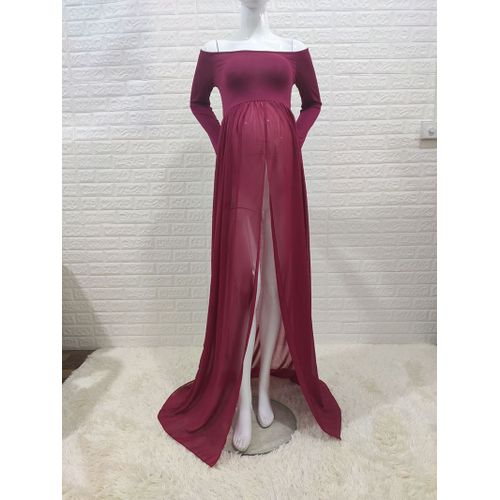 Robe Longue En Coton À Col En V Pour Femmes Enceintes,Robe Longue,Accessoires De Photographie,Vêtements De Séance Photo,Vêtements De Grossesse,Automne