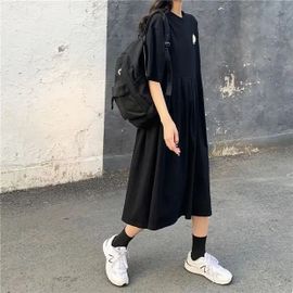 Alterfur S-Robe De Grossesse Mi-Longue À Manches Courtes,T-Shirt Au Genou,Vêtements D'été,2024