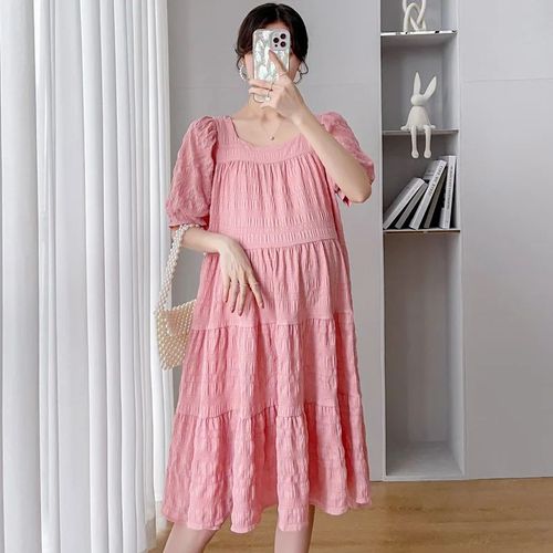 Robes À Manches Courtes Pour Femmes Enceintes,Col Carré,Vêtements À La Mode,Nouvelle Arrivée,Été,2024