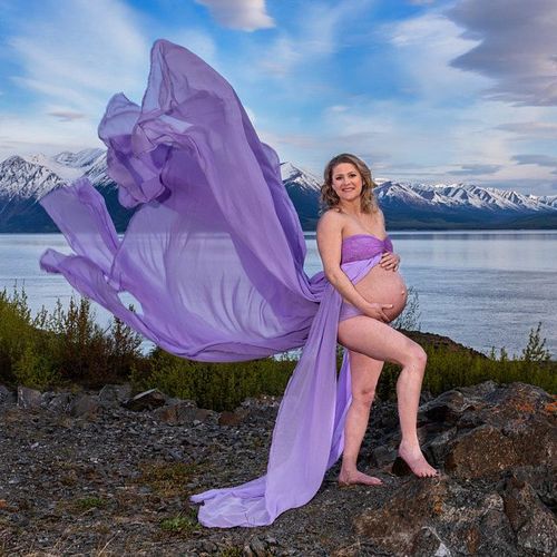 Robe Longue Fendue Sur Le Devant Pour Femme Enceinte,Tenue De Grossesse Sexy En Mousseline De Soie Et Dentelle Pour Séance Photo