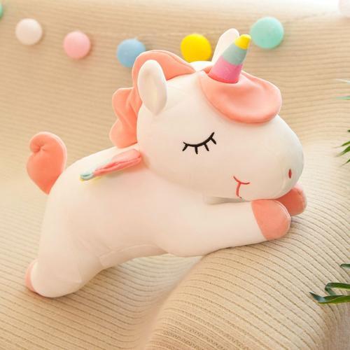 Peluche Licorne Arc-En-Ciel Adorable Coussin Doux Pour Amie Anniversaire Hauteur 55 Cm Couleur Rose