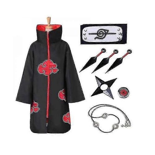 Costume De Cosplay Kit Itachi Robe Cosplay Long Cape 8 Pièces Setb