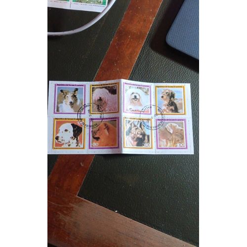 Timbre Chien Dog Bloc De 8 Guinée Équatorial 1978 Ref T35