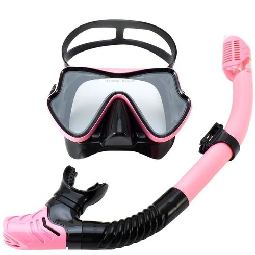 Ensemble De Masque De Plongée Sous-Marine Guardian Snorkeling,Équipement D'entraînement De Natation,Verre Professionnel,Kit De Compétitivité Pour Adultes Et Jeunes,Guatemala - Type Black-Pink