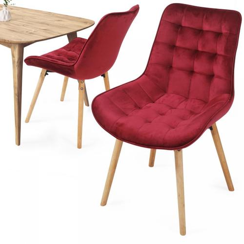 Miadomodo® Chaises De Salle À Manger - Set De 2, Scandinave, Velours, Siège En Pp, Rembourré, Pieds En Hêtre, Style Nordique, Rouge Foncé - Meuble Pour Salon, Chambre, Cuisine, Bureau