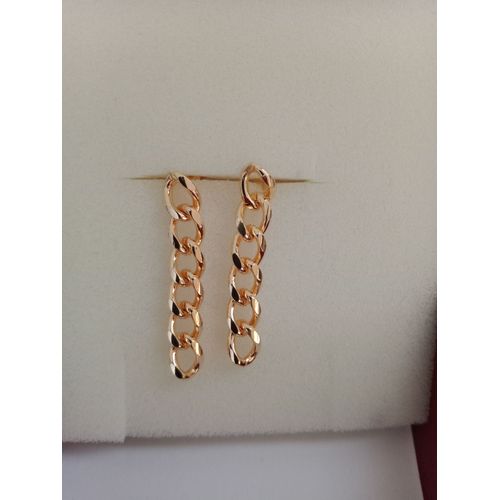 Boucles D'oreilles Plaquage Or Un Micron Chaîne Gourmette
