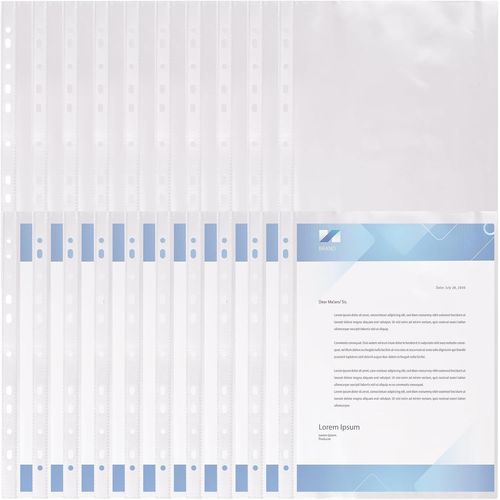Pochettes Transparentes Perforées A4 En Plastique, Ouverture Haut Pochettes Perforées En Polypropylène Pour Classeurs Levier Et Chemises, 50pcs