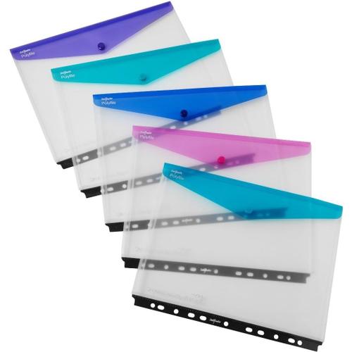 Polyfile Lot De 5 Pochettes Plastifiées Pour Classeurs À Anneaux Couleurs Electra Format A4 Paysage