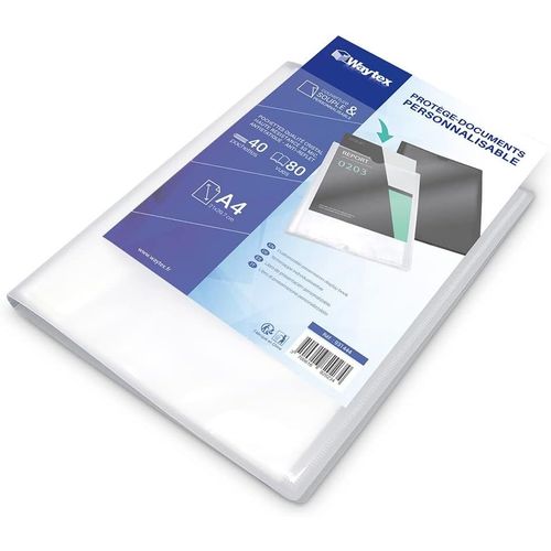 Protège Documents A4 Personnalisable 80 Vues 40 Pochettes Couverture Polypro Transparent