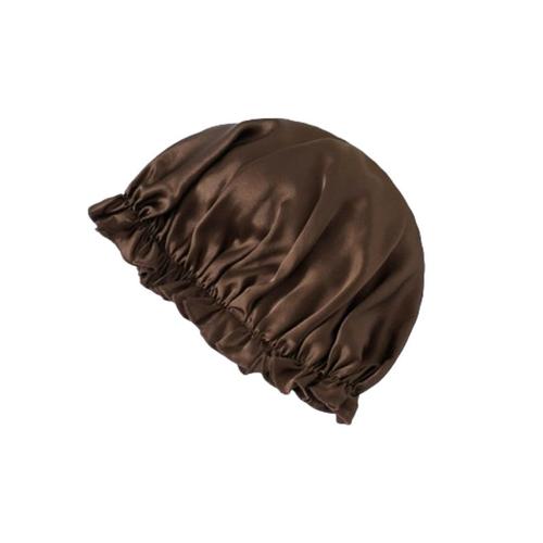 Bonnet De Nuit 100 % Soie De Mûrier Pour Femme, Foulard Doux Pour Dormir Café M