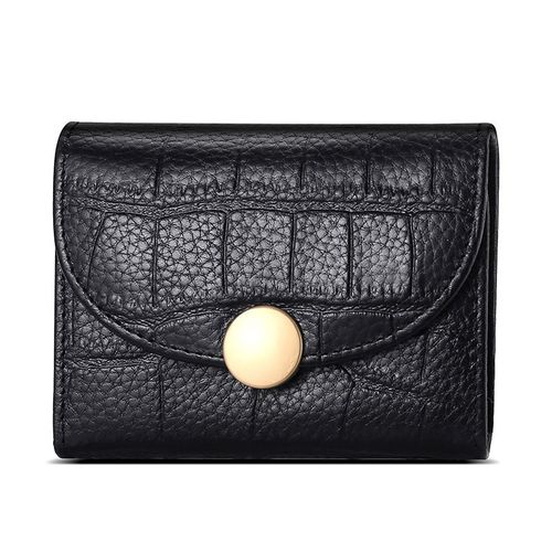 Portefeuille En Cuir Véritable Avec Blocage Rfid Pour Femme Le Noir
