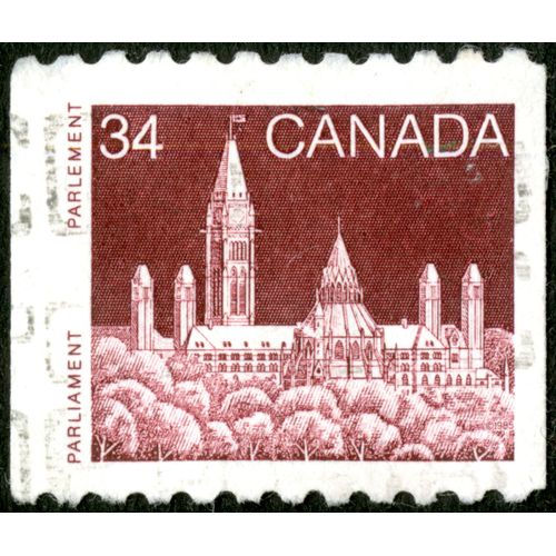 Timbre Oblitéré Canada, Parliament, Parlement, 34