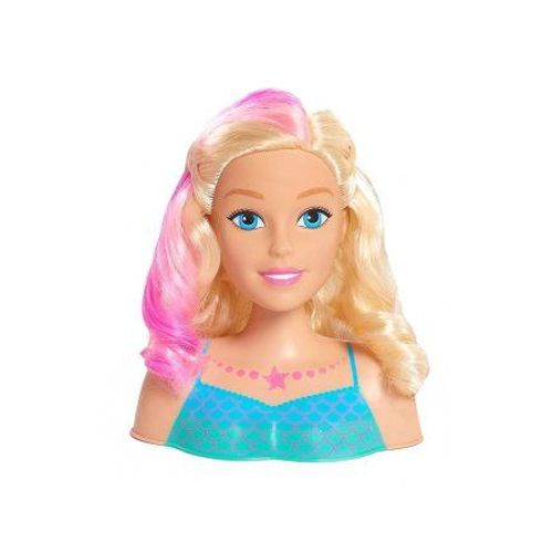 Tete A Coiffer Sirene Princesse 18 Cm Et Accessoires Coiffure - Chevelure Blonde, Meches Colorees - Petit Modele - Set Jouet Et Carte