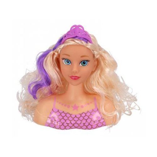 Tete A Coiffer Princesse Sirene 18 Cm, 6 Accessoires - Cheveux Blonds - Coiffure Fashion - Jouet Enfant - Set Poupee Et Carte