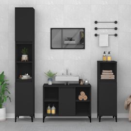 Meuble Lavabo Salle De Bain 80x33x60 Cm Noir