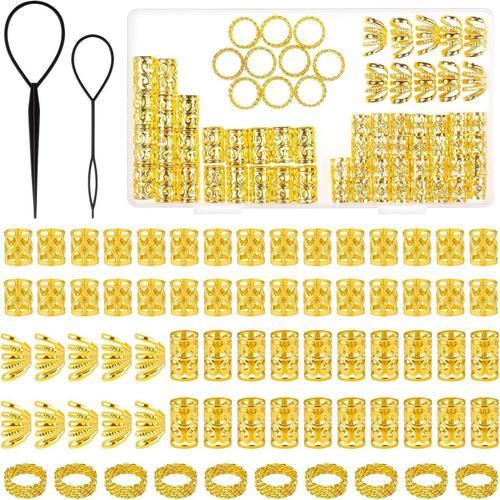 Lot De 72 Bijoux Pour Cheveux Tressés, Perles Tressées Dorées, Breloques Pour Cheveux, Bagues Pour Filles, Femmes, Hommes, Accessoires Pour Cheveux, Décoration De Tresses, Fête, Festival De Musique