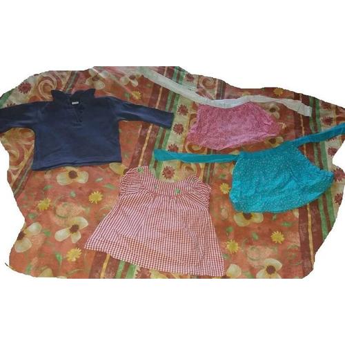 Polo Manches Longues Violet + Robe Vichy Rose + 2 Jupes 1 Rose Et 1 Turquoise - Dpam Miss Cutie 3suisses - 4 Pièces - 2 Ans - Fille