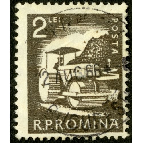 Timbre Oblitéré R.P. Romina, Posta, 2 Lei