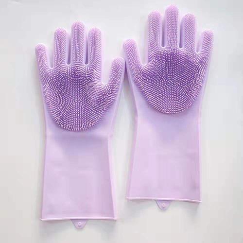 Silicone Gants De Nettoyage Ménage Gants Cuisine Multifonctionnel Vaisselle Ménage Outils De Nettoyage Violet