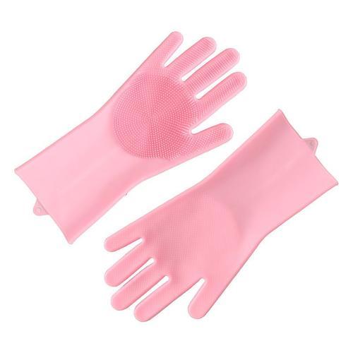 Silicone Gants De Nettoyage Ménage Gants Cuisine Multifonctionnel Vaisselle Ménage Outils De Nettoyage Rose