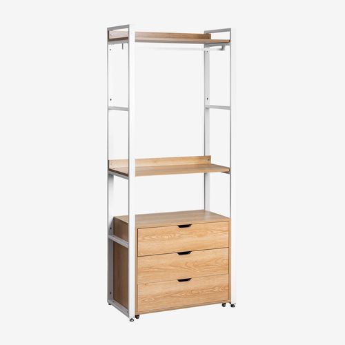 Armoire Ouverte Avec Tiroirs En Acier Et Bois Ariaster Naturel