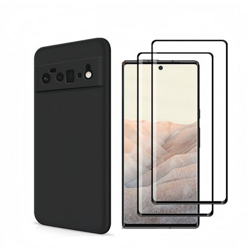 Hqselection® Coque Noir Mat En Silicone Souple Pour Google Pixel 6 Pro + 2 Verre Trempé Film Protection Écran - Anti Rayures - Ultra Résistant Dureté 9h