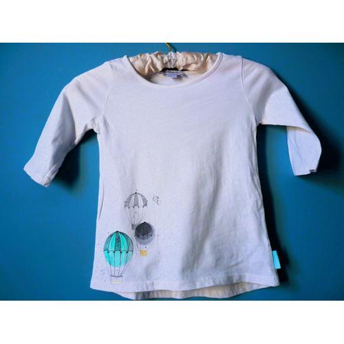 T-Shirt Fille Naf Naf 8 Ans Montgolfiere Manche 3/4 Tbe