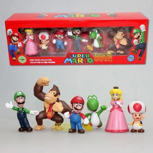 Lot 6 Figurines Mario Kart Jeu Vidéo Luigi Donkey Kong Toad Princesse Peach Yoshi