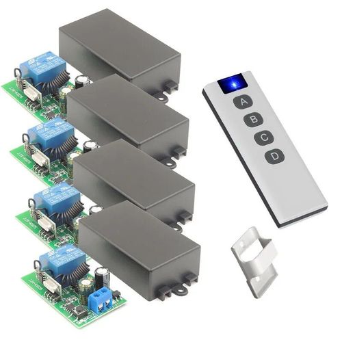 Interrupteurs de lumière à bouton poussoir pour maison intelligente 433Mhz télécommande sans fil universelle AC 100V 220V récepteur relais 10amp pour ventilateur Led - Type 4RC 1B