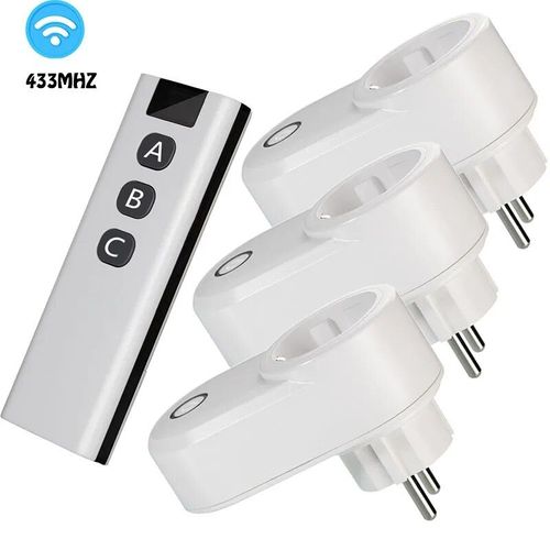Interrupteur à télécommande sans fil prise électrique prise murale intelligente ue et émetteur 433mhz 220V 15a prise pour LED/lumière/lampe - Type 3R 1B-3