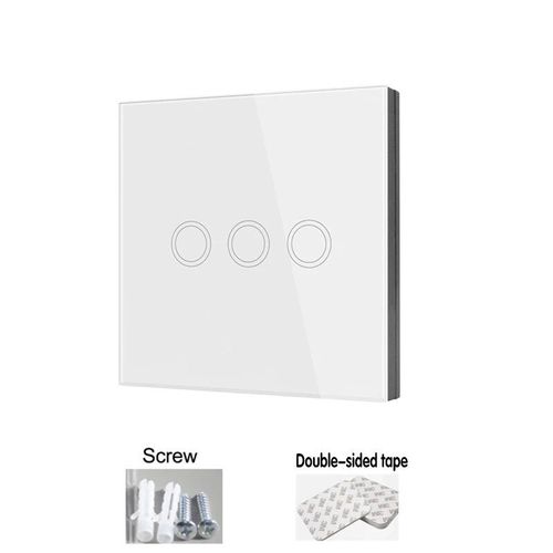 Interrupteur mural intelligent sans fil,433Mhz,avec télécommande,panneau mural tactile,Mini relais récepteur,220V 10A,pour ventilateur de lampe Led domestique - Type 1W-3gang