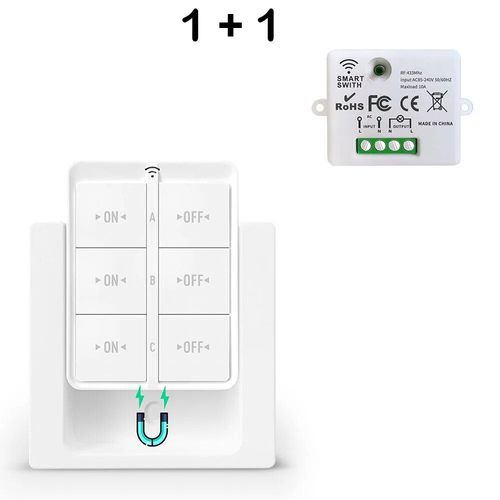 Joli mural intelligent sans fil,433Mhz,RF 86,panneau avec télécommande,mini citations,récepteur 220V,lampe LED domestique,ventilateur - Type 1Switch 1Receiver