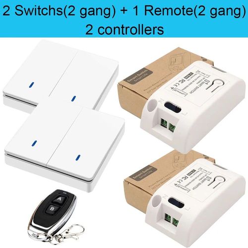 Interrupteur intelligent sans fil Rf 433Mhz,télécommande 90-250V,10amp,1ch,relais récepteur émetteur pour lampe de ventilateur - Type 2RC 2W 1B