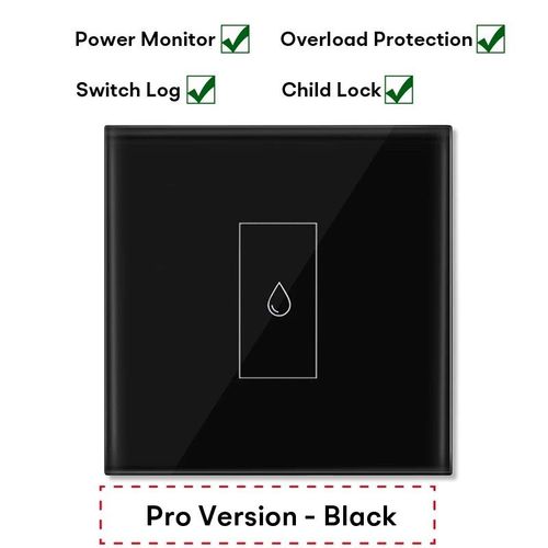 Interrupteur de chauffe-eau WiFi EU,Tuya Smart Life,télécommande,minuterie,moniteur de puissance,Protection contre les surcharges,fonctionne avec Alexa - Type Pro Version Black