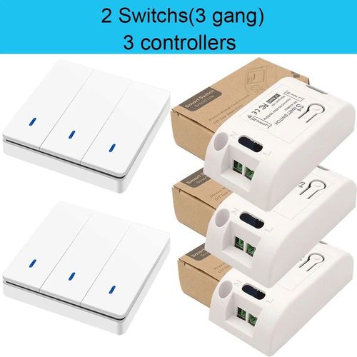 Interrupteur intelligent sans fil Rf 433Mhz,télécommande 90-250V,10amp,1ch,relais récepteur émetteur pour lampe de ventilateur - Type 3RC 2W