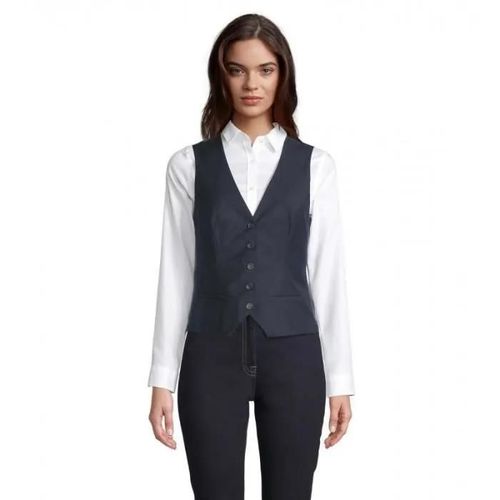 Gilet De Costume Femme Neoblu - Max Women - Bleu Foncé - Blanc - 5 Boutons - 2 Poches