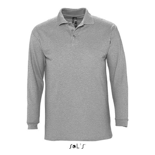 Polo Homme - Ringspun - Winter Ii - Gris Chiné - Manches Longues - 100% Coton Peigné