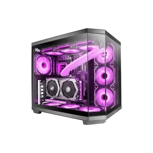 Mars Gaming MC-3TCORE, Boîtier ATX, Triple Verre Trempé, Double Chambre, Compatible avec Cartes-mères à Connecteurs Inversés, Noir